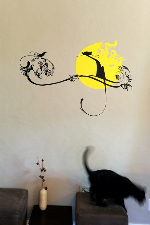 Sticker mural exclusif Cat Moonlight par Upper Playground 