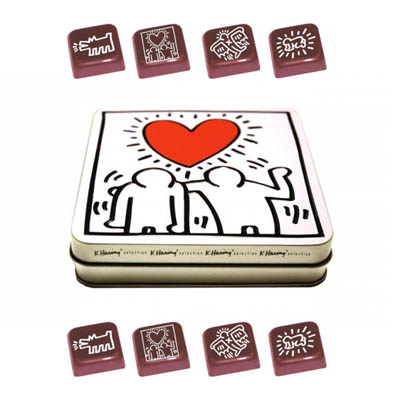 Chocolats Boite Heart Carre Keith Haring  10,90 € - Stickboutik.com