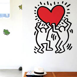 Stickers Pop Art et Street Art Dancing Heart XXL par Keith Haring - Stickers muraux Pop Art & Street Art originaux et indits