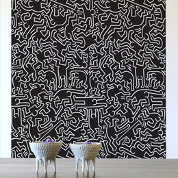 Sticker muraux Mur Dancers Noir par Keith Haring - Sticker muraux gants indits & officiels!