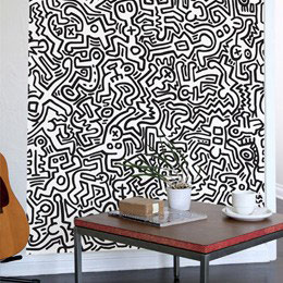 Sticker muraux Mur Movement Noir par Keith Haring - Meilleures Ventes Stickers 
