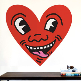 Stickers Pop Art et Street Art Heart Face par Keith Haring - Stickers muraux Pop Art & Street Art originaux et indits