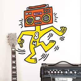 Stickers Pop Art et Street Art Mr Boombox par Keith Haring - Stickers muraux Pop Art & Street Art originaux et indits