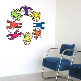 Sticker muraux Dancers XL couleur par Keith Haring - Sticker muraux gants indits & officiels!