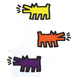 Stickers Pop Art et Street Art Dogs XL couleur par Keith Haring - Stickers muraux Pop Art & Street Art originaux et indits