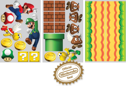 Package content: NEW Super Mario Bros. x24 Wall Sticker Decals by Nintendo - Only Stickboutik.com 